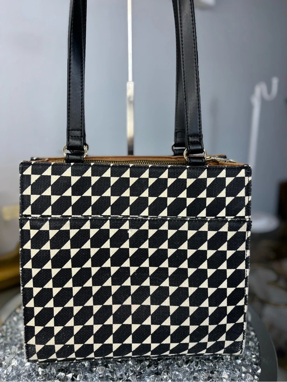 Spartina 449 Black and Cream Geometric Tote